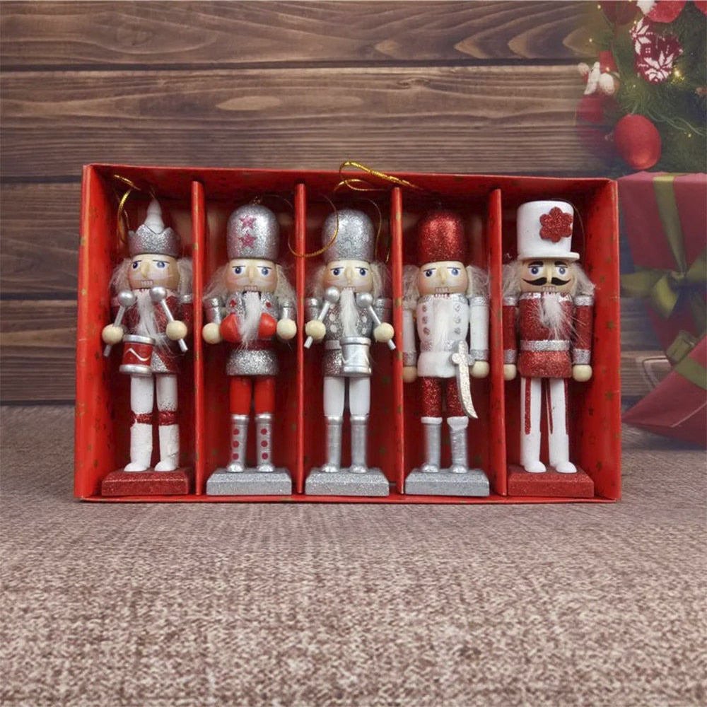 Nøtteknekkerfigurer i Tre - 12,5 cm, sett med 5 figurer -