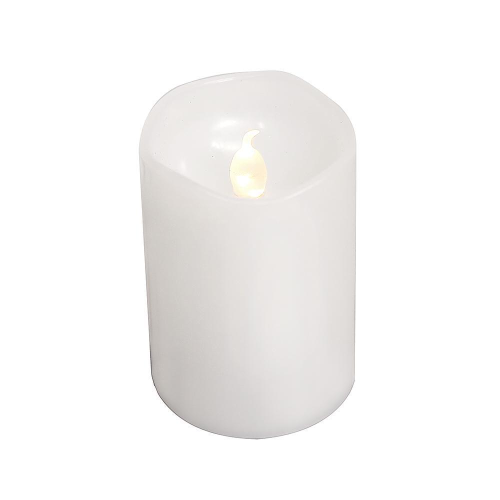 LED blokklys i plast - 6 stk. - 7,4 cm - m/3D flamme - hvit
