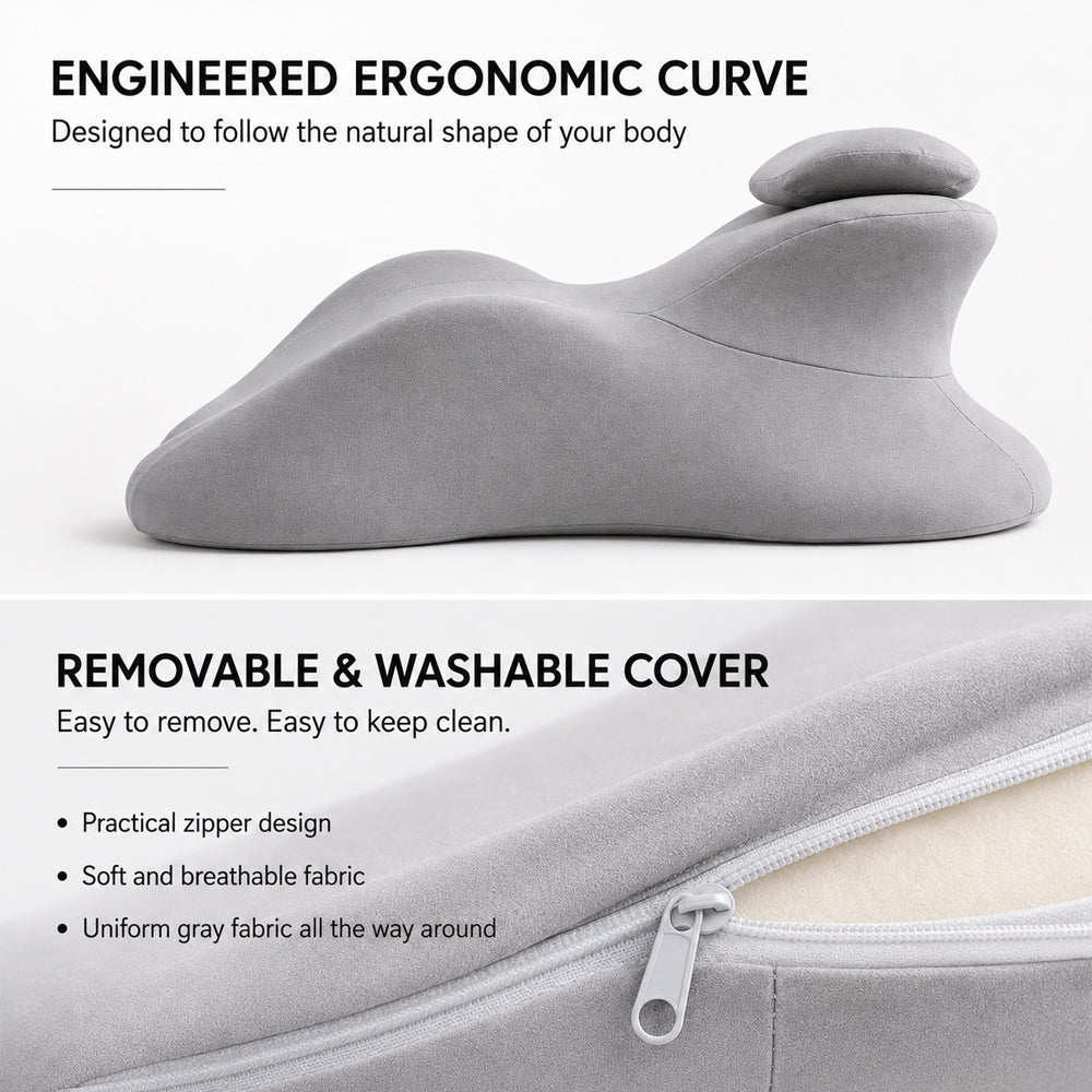Ergonomisk kilepute i memory foam med avtakbar nakkepute