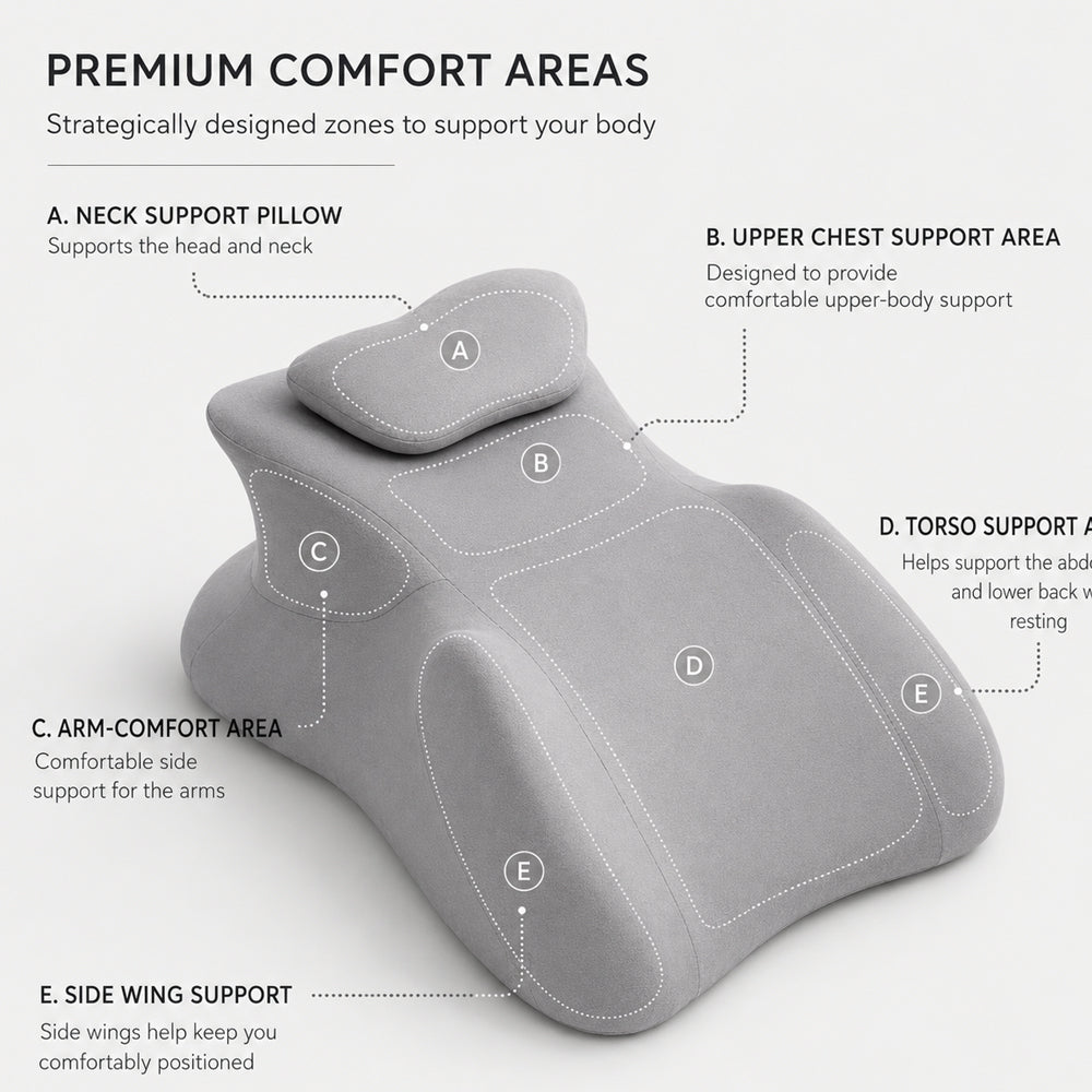 Ergonomisk kilepute i memory foam med avtakbar nakkepute
