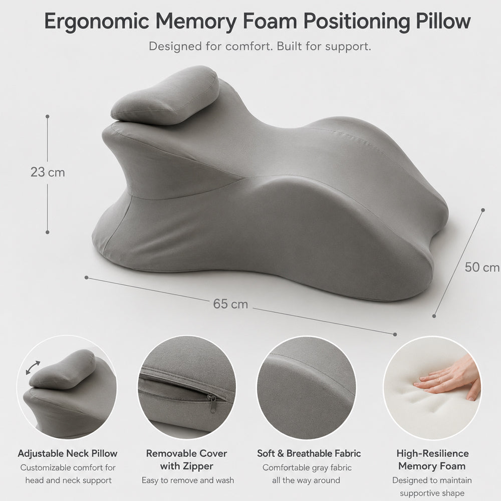 Ergonomisk kilepute i memory foam med avtakbar nakkepute