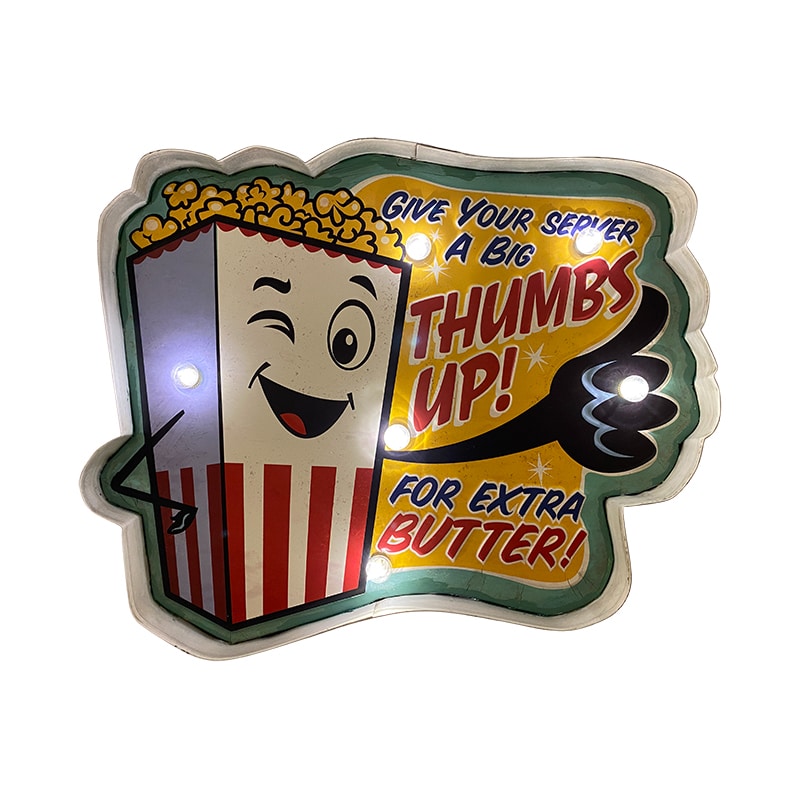 Retro Skilt THUMBS UP med lys