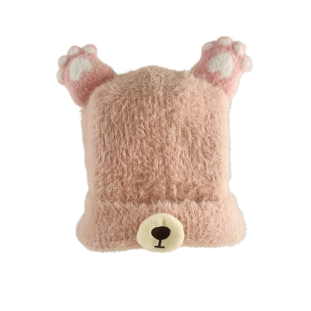 Koselige plysjstrikkede luer