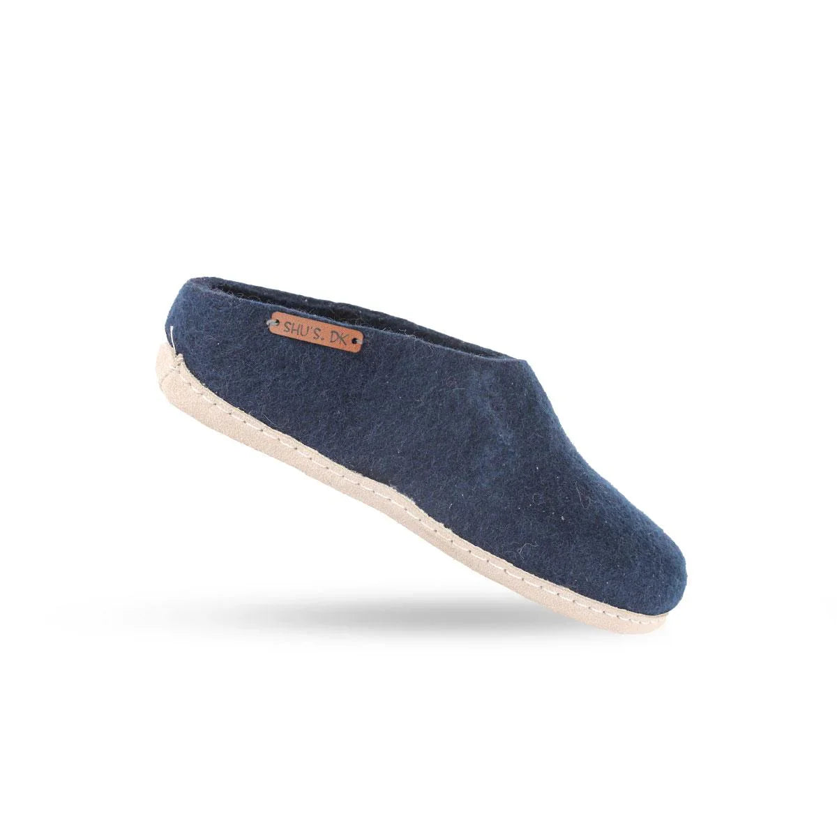 Uldtøffel (100% ren uld) m/sål i skind - Dansk Design fra SHUS
