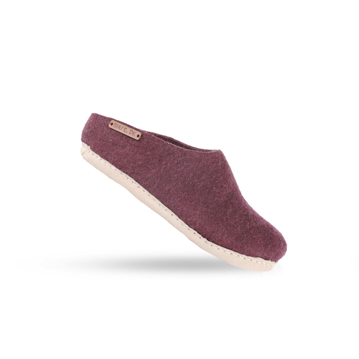 Uldtøffel (100% ren uld) m/sål i skind - Dansk Design fra SHUS