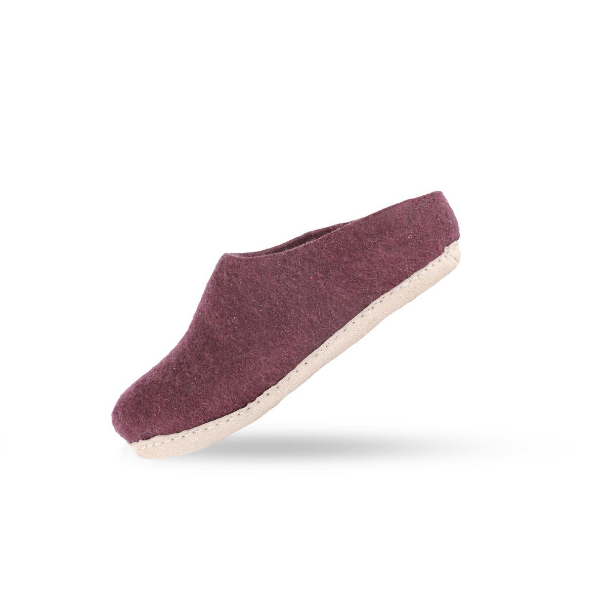 Uldtøffel (100% ren uld) m/sål i skind - Dansk Design fra SHUS