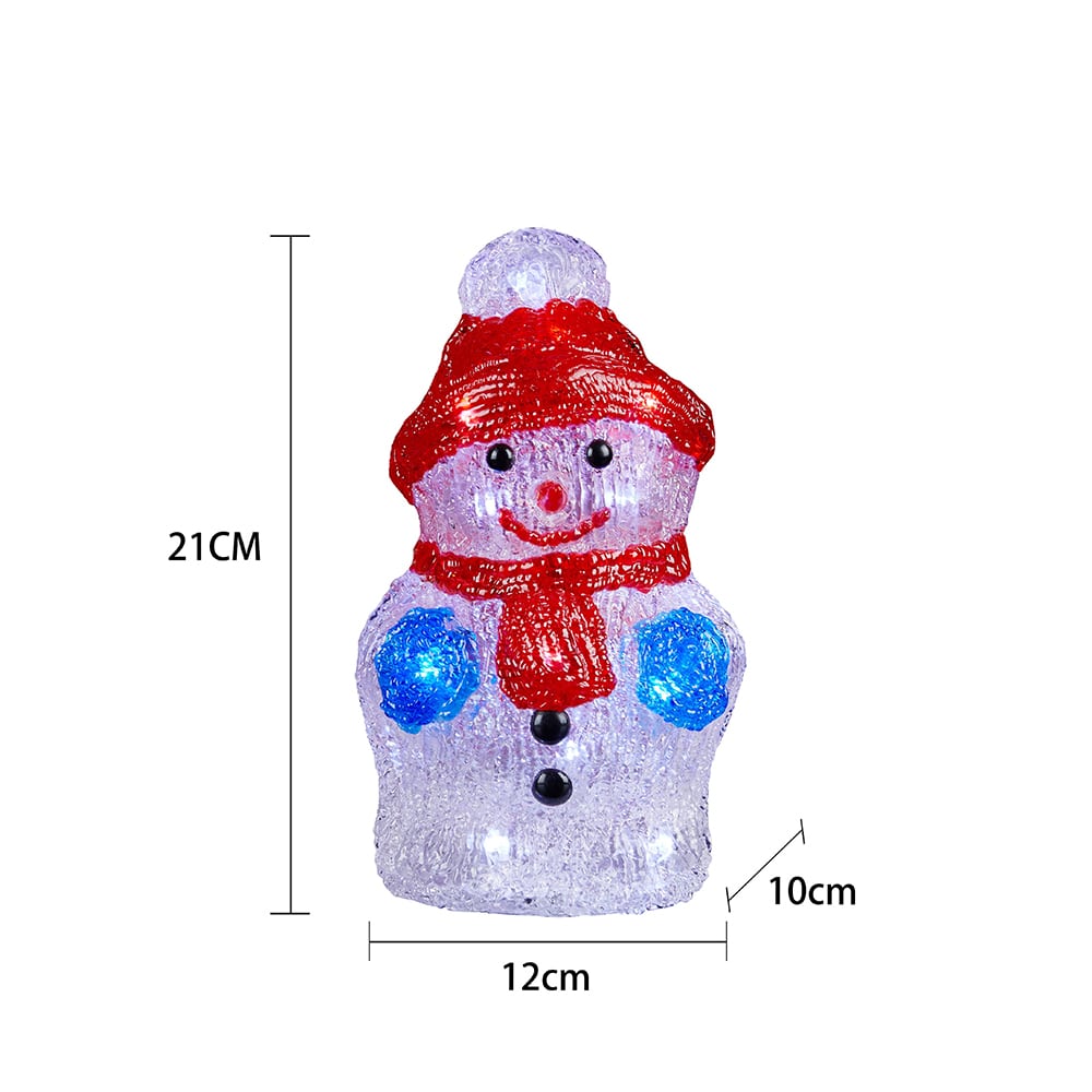 Snømann Akryl - høyde 21 cm med LED-lys