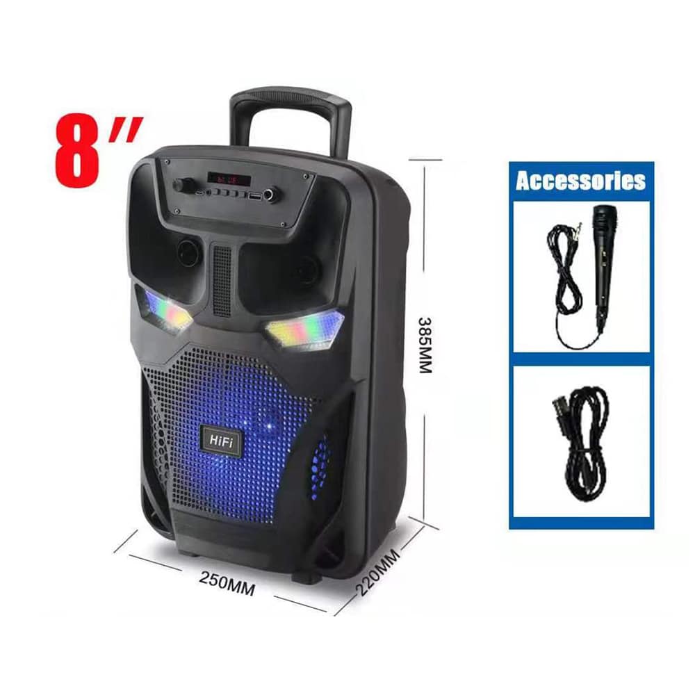 Soundbox 8" - LED-lys og mikrofon