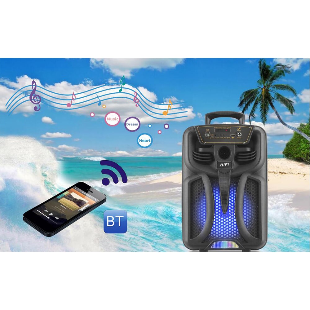 Soundbox 8" - LED-lys og mikrofon