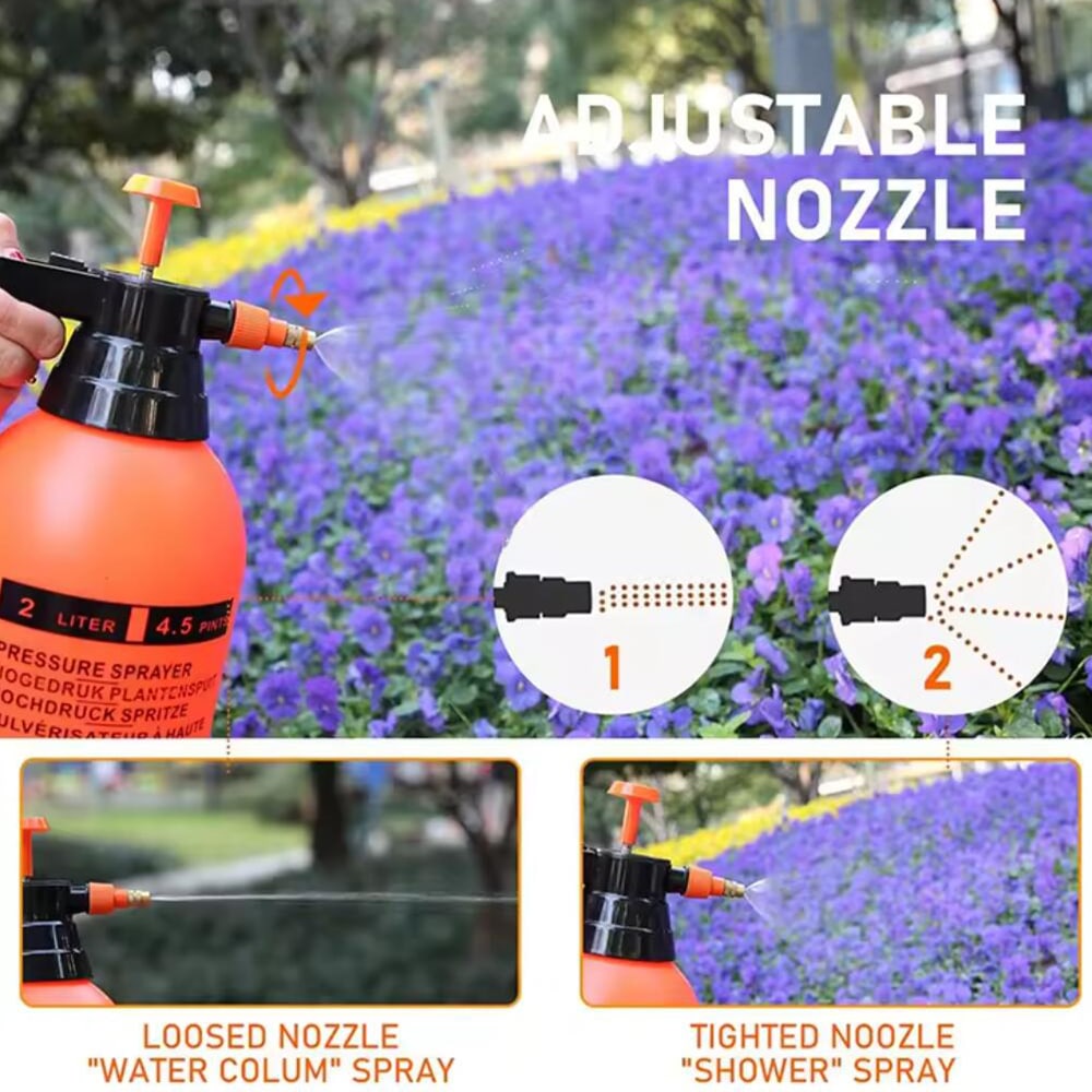 Trykksprøyte 2 liter med pumpe - oransje -