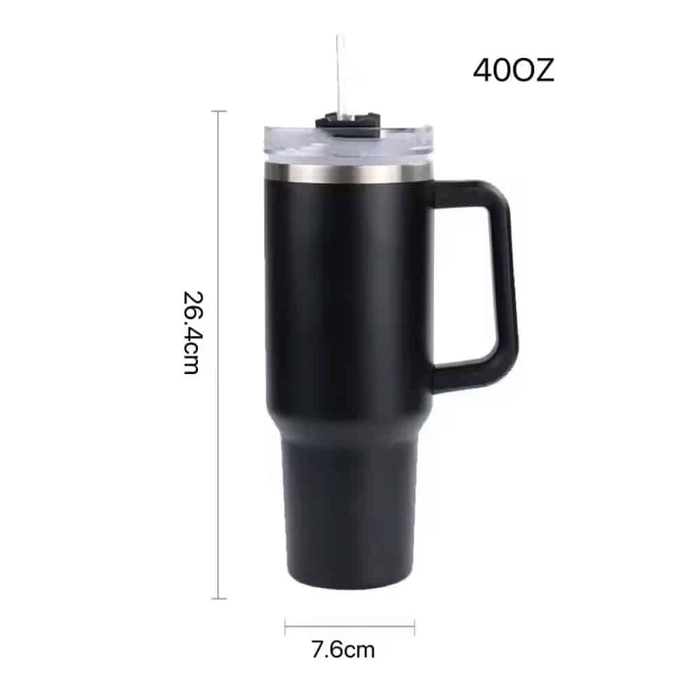 Tumbler termokopp 1200 ml med håndtak, lokk og sugerør