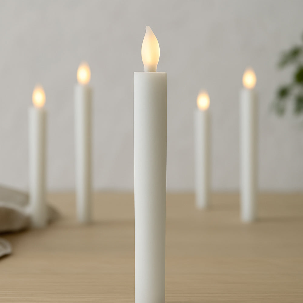 LED kronelys i ekte voks – 6 stk. – 24,5 cm – med timerfunksjon
