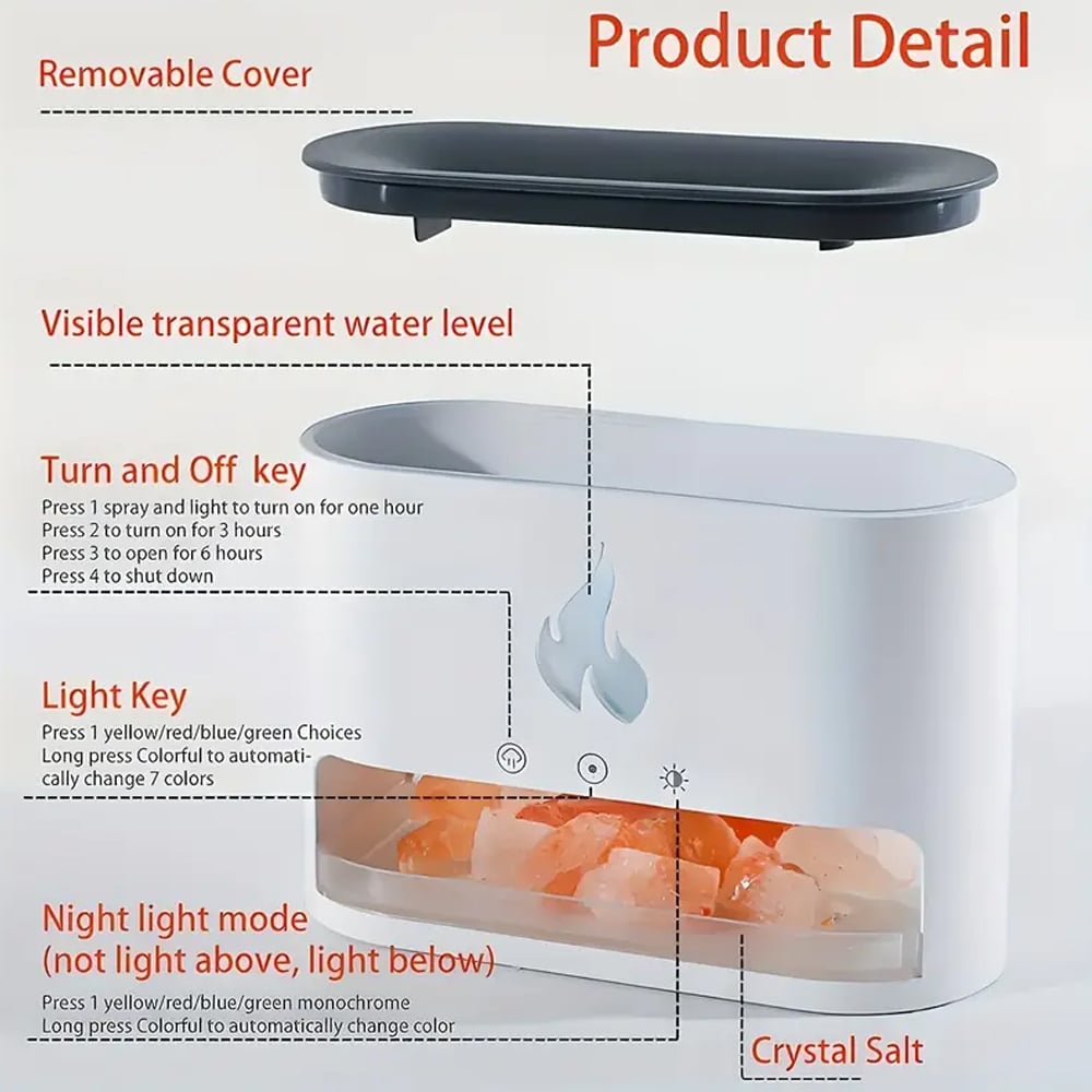 Vulkan Luftfukter & Aroma Diffuser 240 ml med Krystalsalt