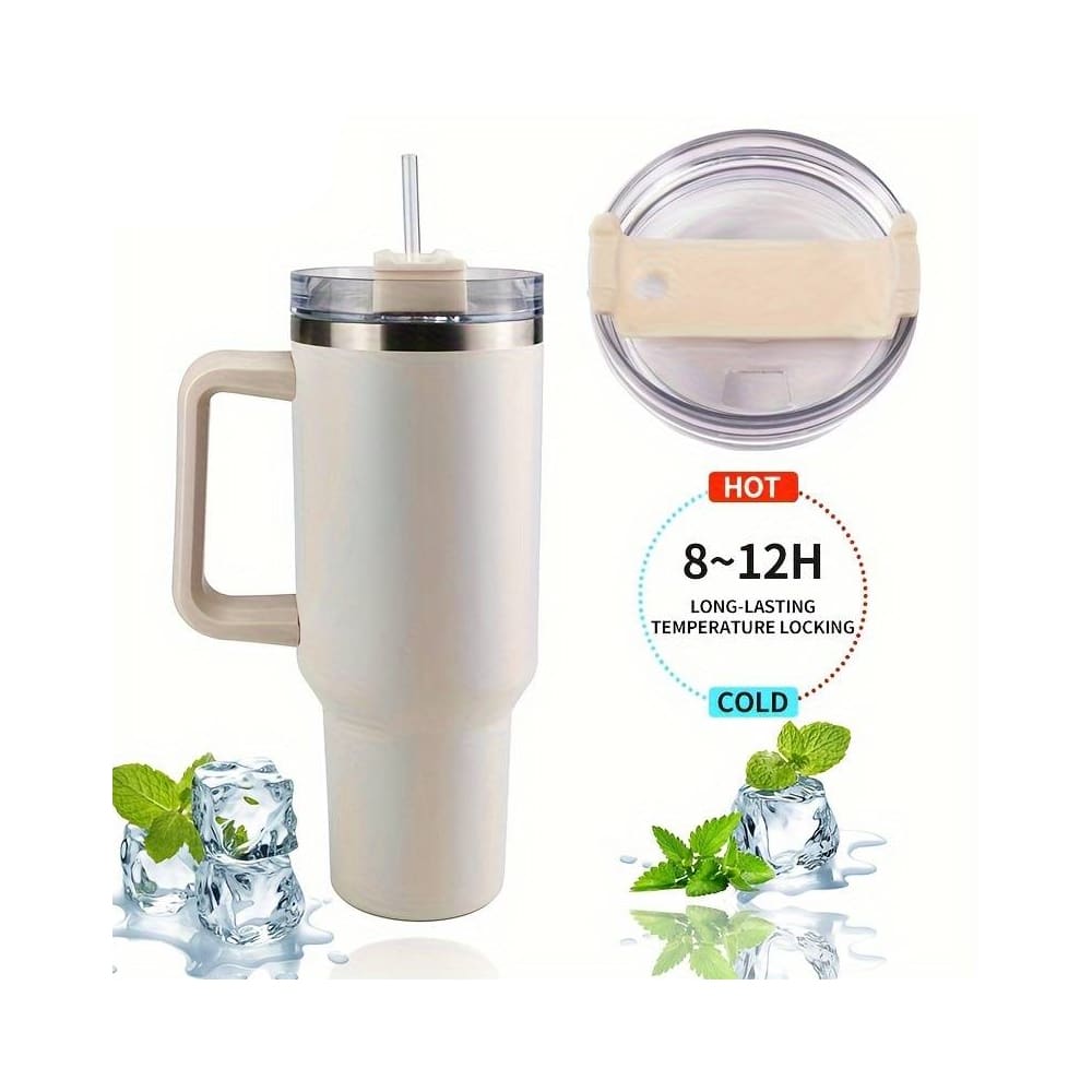 Tumbler termokopp 1200 ml med håndtak, lokk og sugerør
