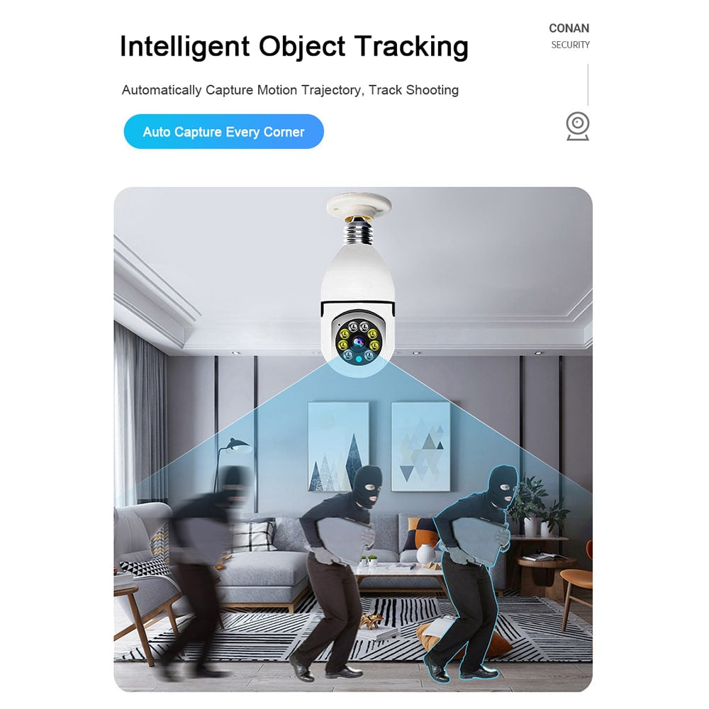 360° WiFi IP-kamera med vippefunksjon, Nattsyn, Bevegelsessensor, 2-veis lyd og LED-lys