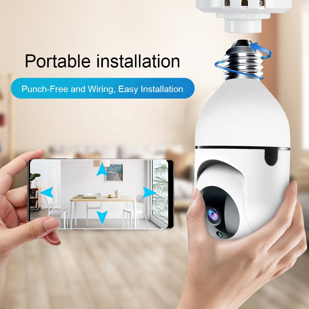 360° WiFi IP-kamera med vippefunksjon, Nattsyn, Bevegelsessensor, 2-veis lyd og LED-lys