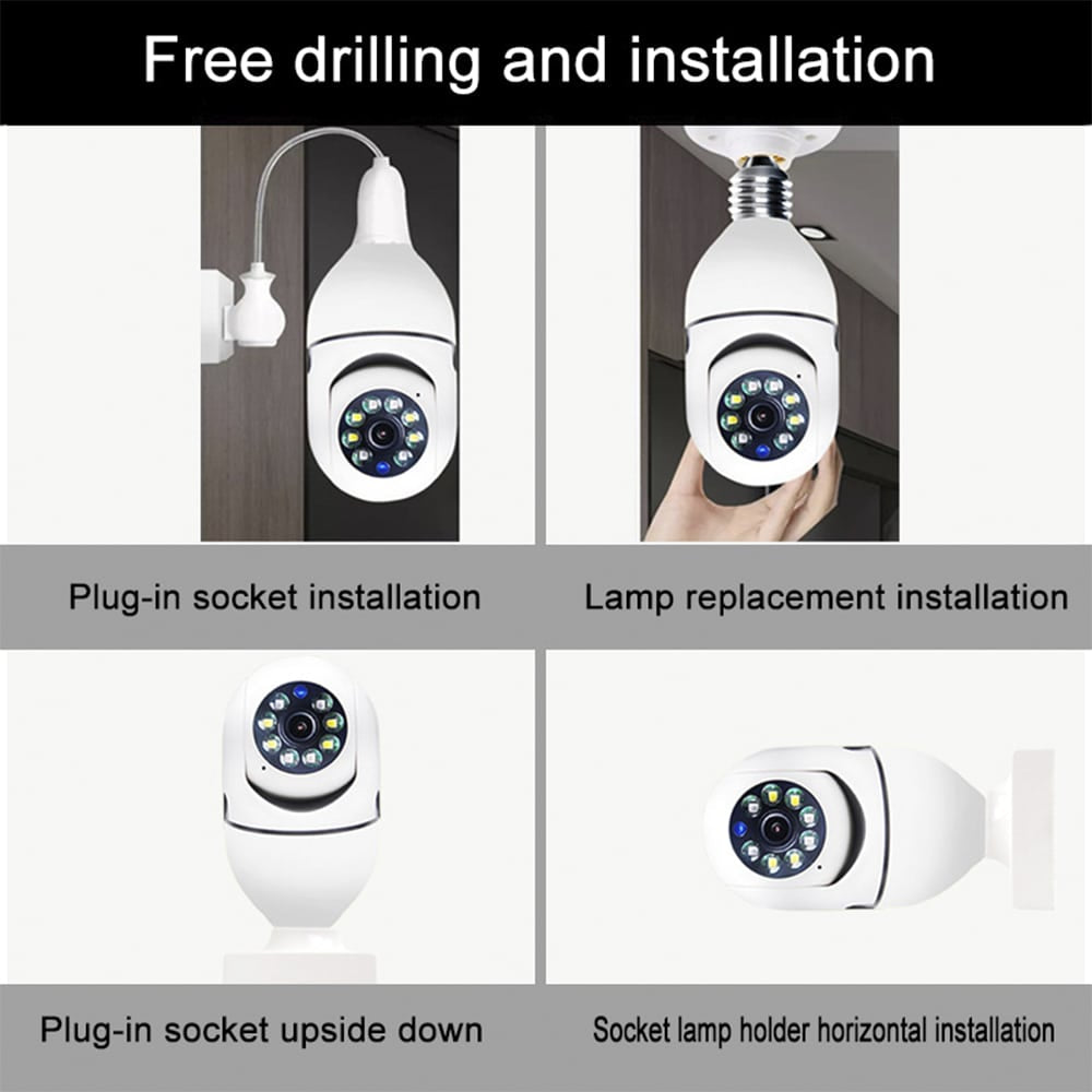 360° WiFi IP-kamera med vippefunksjon, Nattsyn, Bevegelsessensor, 2-veis lyd og LED-lys