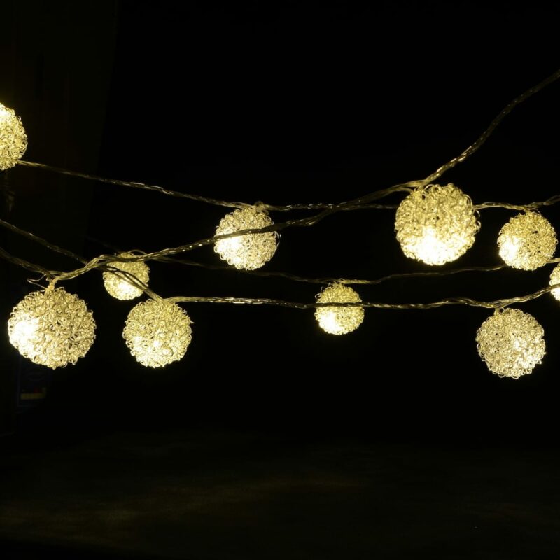 LED-Lyslenke med 20 Filtkuler – gull (3 meter)