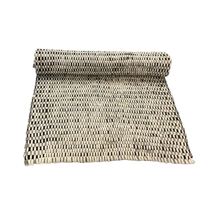 Teppe i 100 % ren Nepal-ull – sort/hvit – 180 x 110 cm