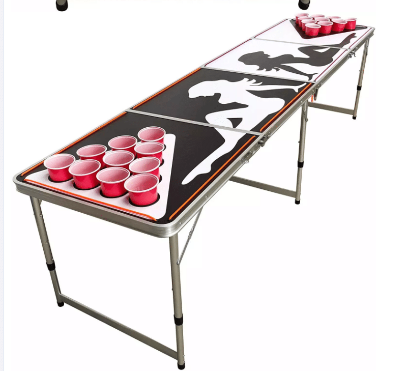 Beer Pong-bord med lys – kopper og baller inkludert (sammenleggbart)