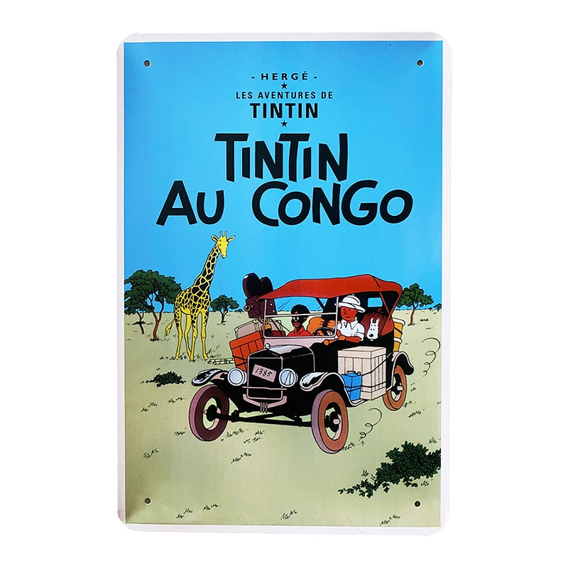 Metallskilt – TinTin Au Congo