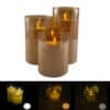 LED lys i glass - 3 stk. - 12/15/17 cm - m/3D flamme - (flere farger)