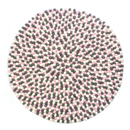 Håndlaget kuleteppe i 100 % ren ull – rosa