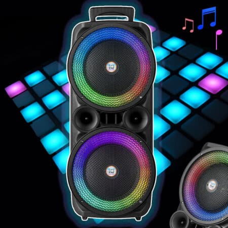 Soundbox 2 x 8" - LED-lys, Mikrofon og Fjernkontroll